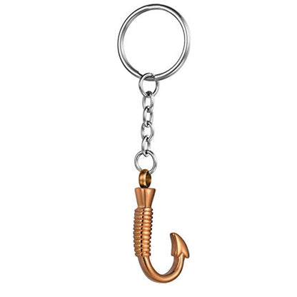 Cremation Pendant Fish Hook Memorial Keepsake Funnel Jewelry Urn Keychain for Ashes, Rose Gold - color: Rose Gold