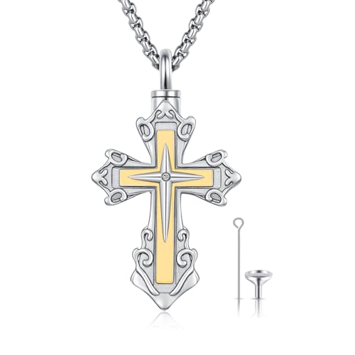 925 Sterling Silver Celtic Cross Urn Necklace for Ashes - color: silver-m