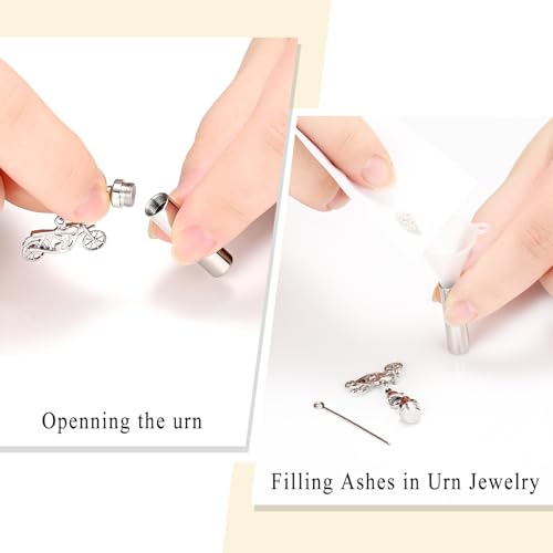 Oinsi Car Charm & Cylinder Urn Necklace for Ashes Stainless Steel Tube Cremation Urn Jewelry Necklace for Ashes Memorial Keepsake Gifts - color: Style-F