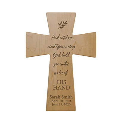 Lifesong Milestones Personalized Wooden Memorial Wall Cross Hanging 7x11 Bereavement Gift Loss of Loved One Celebration of Life in Loving Memory Remembrance Until We Meet Again (Adult) (Maple) - color: Maple