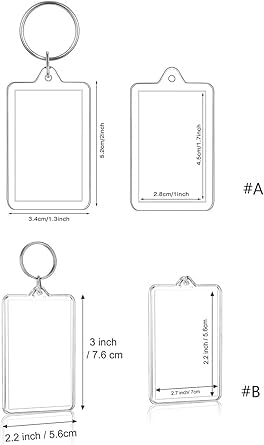 Clear Plastic Picture Frame Keychain Rectangle Shapes Blank Photo Display Plastic Blank Keychain Clip Photo Holder with Split Ring for Insert Photo Albums, Frames and Accessories