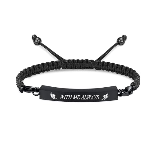 zeqingjw Cremation Bracelet for Ashes Adjustable Memorial Urn Bracelet Stainless Steel Memorial Ashes Keepsake Jewelry for Men Women - color: 1-WITH ME ALWAYS