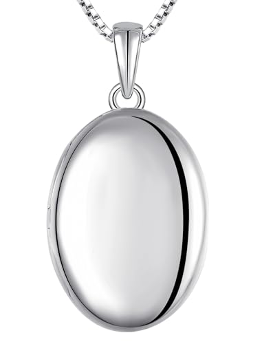YL Heart Locket Picture Necklace Sterling Silver Personalized Photo Pendant Birthstone Jewelry for Women - color: 0-oval