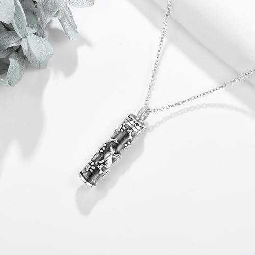 Urn Necklace for Ashes 925 Sterling Silver Cat/Fox/Dog/Opal/Guitar Pet Cremation Memorial Keepsake Jewelry for Ashes for Women - style: dog