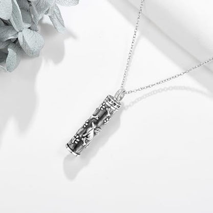 Urn Necklace for Ashes 925 Sterling Silver Cat/Fox/Dog/Opal/Guitar Pet Cremation Memorial Keepsake Jewelry for Ashes for Women - style: dog
