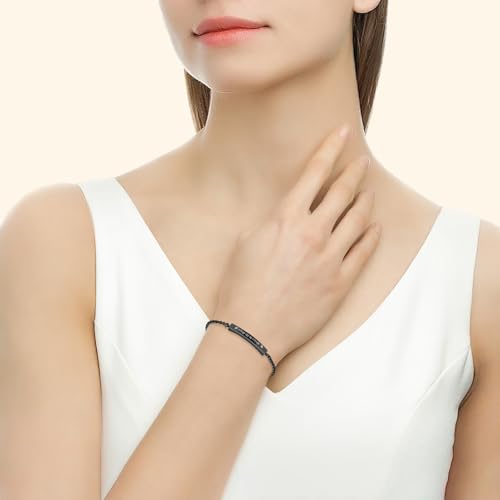 Oinsi Cremation Jewelry Urn Bracelet for Ashes for Women Men Adjustable Memorial Ashes Keepsake Bangle Manmade Rope Braided Bracelet - color: B-Black - Always In My Heart