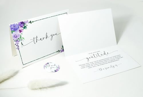 Funeral Thank You Cards with Envelopes Message Inside | 4×6 Inches 48 Pack, Sympathy Thank You Cards for Funeral Bereavement