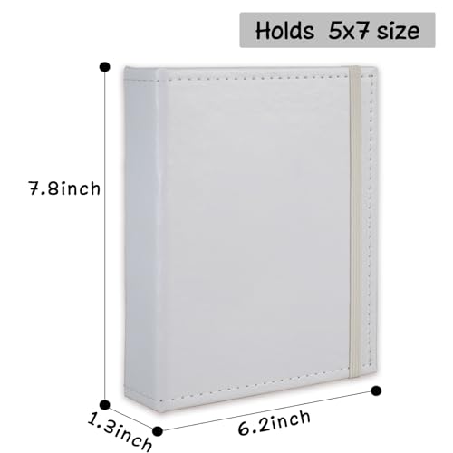 Photo Album 5x7 52 Pockets Pack of 2 Leather Cover Picture Book Holds 5x7 Photos for Wedding, Baby, Family, Graduation - color: White, size: 5x7 (2 PK)