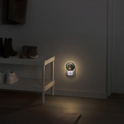 LED Night Lights Lamp with Dusk to Dawn Sensor, Exquisite Tropical - Flowered Skeleton Night Light Plug Into Wall for Kids Room, Bedroom, Bathroom, Kitchen, Hallway - color: Exquisite Tropical - Flowered Skeleton