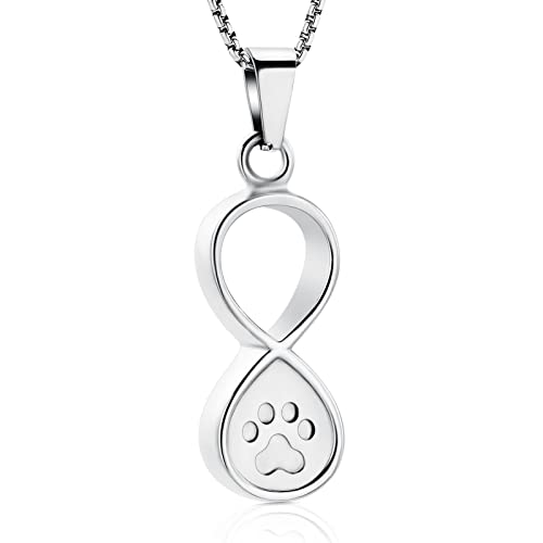 Oinsi Infinity Love Pet Cremation Jewelry for Ashes of Dog/Cat Funeral Keepsake Urn Necklace Pendant Memorial Jewellery - color: A-Silver