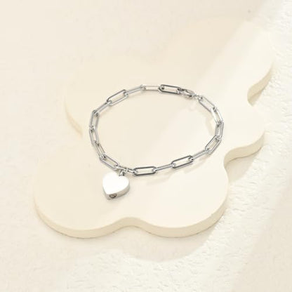 Heart Urn Bracelet for Ashes for Women Men Cremation Jewelry - color: Silver-Perforated Side