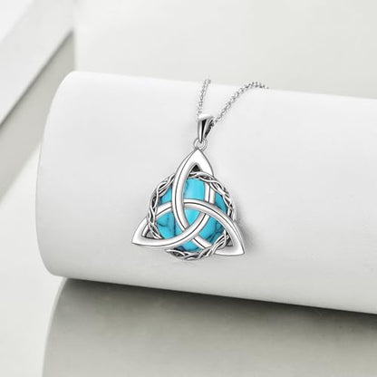 WINNICACA Celtic Knot Necklace 925 Sterling Silver Celtic Pendant Irish Urn Necklace Jewelry Birthday Anniversary Valentine's Day Gifts for Her Women Wife Girlfriend Daughter - style: 1-Celtic Knot Necklace(Turquoise)