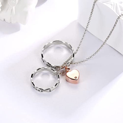 Sterling Silver Cremation Jewelry for Ashes Pendant Eternity Urn Necklace Keepsake Memorial Gifts You Are Always In My Heart I Love You Forever - color: Rose, style: Son