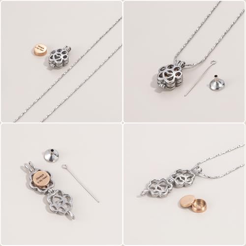 Paw Print Urn Necklace for Pet Ashes Stainless Steel Memorial Locket Cremation Jewelry Dog/Cat Keepsake Pendant with Mini Case Sympathy Gift for Pet Lovers Women Men - color: Silver-Rose Gold-Always In My Heart