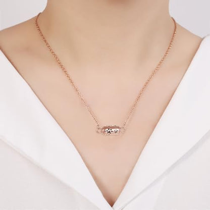 Pet Cremation Jewelry Stainless Steel Paw Print Tube Urn Necklace For Cat Dog Ashes Necklace For Women Keepsake With Filling Kits - color: Rose Gold Necklace
