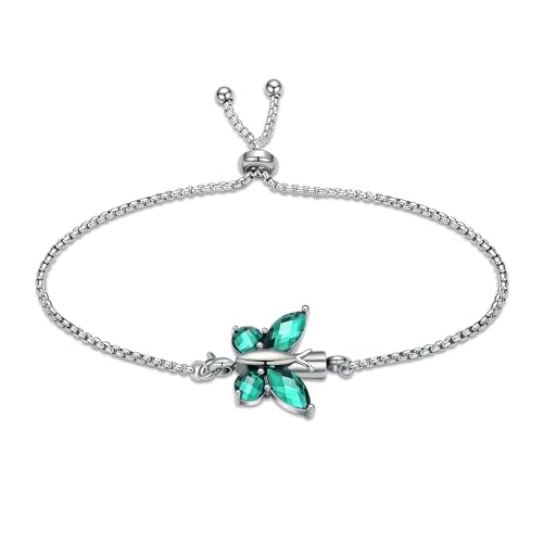 constantlife Crystal Butterfly Cremation Bracelet for Ashes for Women Stainless Steel Pendant Urn Keepsake Adjustable Wristband Bangle Memorial Jewelry Gift - color: Green