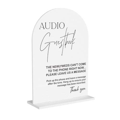 Audio Guest Book Sign Photo Guestbook Sign Audio Guest Book Wedding Phone for Wedding Engagement Bridal Shower Baby Shower Ceremony Reception Event Party Acrylic Decor 5"x7" - color: Audio