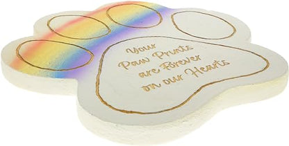 Pavilion Gift Company - Your Paw Prints are Forever On Our Hearts - 11" Pawprint Garden Memorial Stone Pet Cat Dog Bereavement in Memory Memorial Loss of Loved One Gift Animal Companion Present
