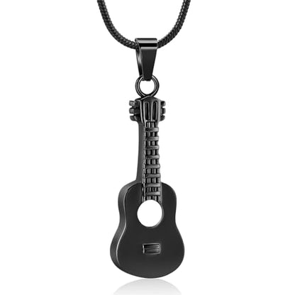 Oinsi Guitar Urn Necklace for Ashes Cremation Pendants Jewelry Ashes Holder Memorial Urn Necklace Cremation Jewelry for Human with Filling Kits - color: Black