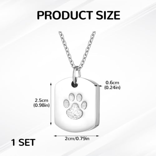 Pet Urn Necklace for Dogs Ashes Silver Pendant 1PCS with Funnel Spoon Screw Kit Memorial Keepsake Comfort Gift - color: Silver