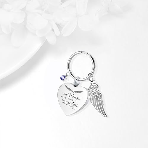 Heart Cremation Jewelry Urn Keychain for Ashes for Women Men, Keepsake Memorial Heart Urns Pendant for Human Ashes,Silver