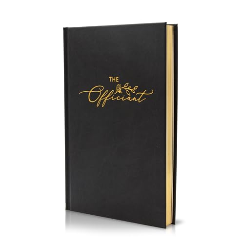Wedding Officiant Book - Modern Minimalist Black Hardcover Gold Embossed Notebook Journal Gift for Pastor Ministers Sermon Wedding Ceremony, 32 Pages, 140gsm Thick Lined Paper, 5.25 x 8.25" (Design 2) - color: Design 2