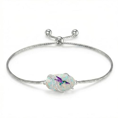 Hummingbird/Bee/Black Cat/Butterfly/Dragonfly Bracelet 925 Sterling Silver Opal Bracelet Opal Jewelry Gifts for Women Mom Wife - style: Hummingbird