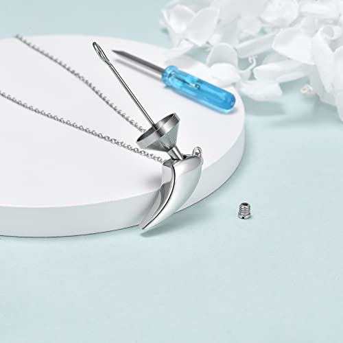VONALA Urn Necklace Sterling Silver Memorial gifts for Ashes Keepsake Jewelry - style: Wolf Tooth