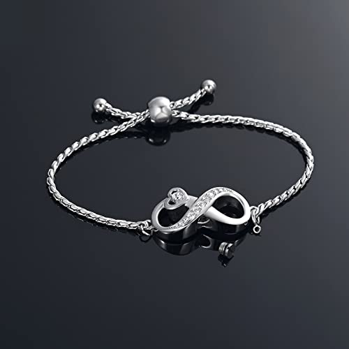 Urn for Ashes Infinity Bracelet for Women Girl Cubic Zirconia Cremation Keepsake Jewelry Gift for Human - color: Customize