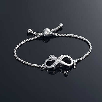 Urn for Ashes Infinity Bracelet for Women Girl Cubic Zirconia Cremation Keepsake Jewelry Gift for Human - color: Customize