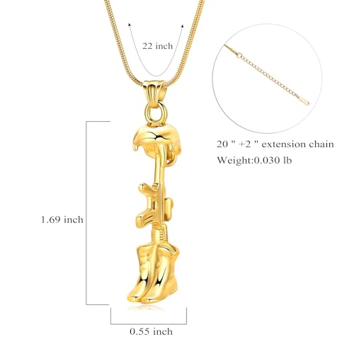 Cremation Jewelry Military Shoes Hats Guns Urn Necklace for Ashes Stainless Steel Military Equipment Pendant Memorial Necklaces Ash Holder for Human Pets Keepsake Jewelry of Loved Ones with Fill Tool - color: Customize