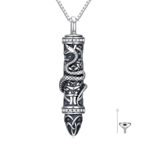 JKR Keepsake Urn Necklace for Ashes Cremation Jewelry Memorial Gift - style: 7-Bullet-Snake