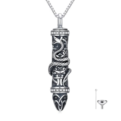 JKR Keepsake Urn Necklace for Ashes Cremation Jewelry Memorial Gift - style: 7-Bullet-Snake
