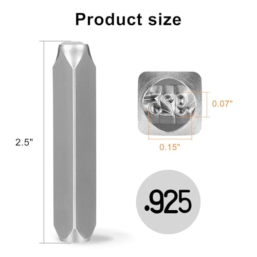 Yoption 4mm .925 Metal Stamp, Metal Punch Stamping Tool DIY Arts and Crafts Supplies for Stamping/Punching, Jewelry, Clay, Leather, Wood - size: 925 (4mm)