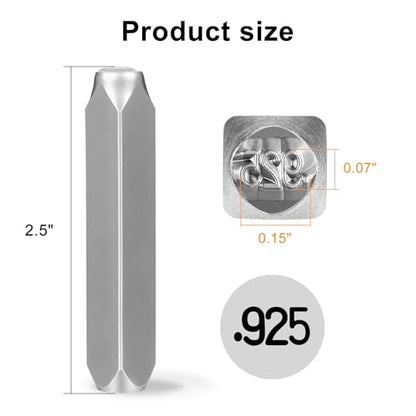Yoption 4mm .925 Metal Stamp, Metal Punch Stamping Tool DIY Arts and Crafts Supplies for Stamping/Punching, Jewelry, Clay, Leather, Wood - size: 925 (4mm)