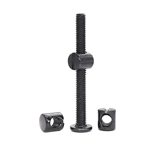 cSeao 10-Pack M6 55mm Black Socket Cap Screws Barrel Nuts Set for Furniture Crib Chairs - size: M6x55mm 10-Pack
