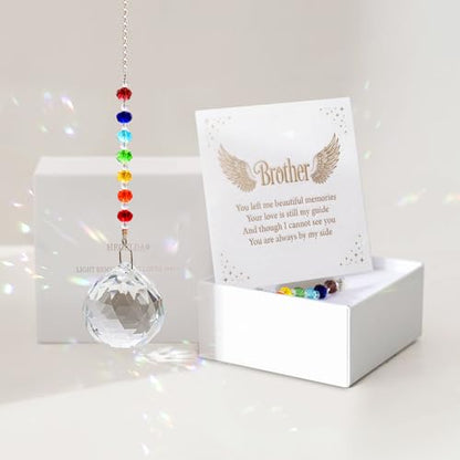 Hegelda Memorial Gifts for Loss of Brother Crystal Suncatcher Ornaments - color: Brother