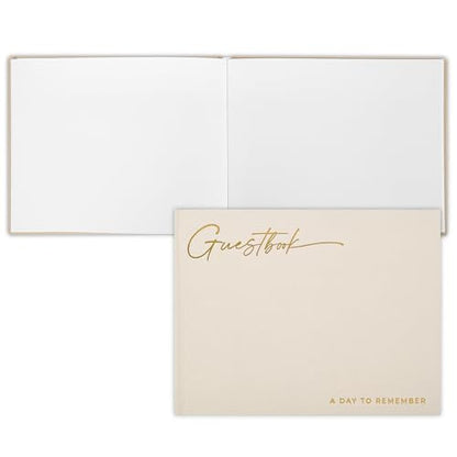 Beautiful Wedding Guest Book for Your Wedding Reception w/ Polaroid Photos | Simply Elegant Guestbook to Sign in and Add Photos - The Perfect Baby Shower Guest Book for the Special Day - color: Beige