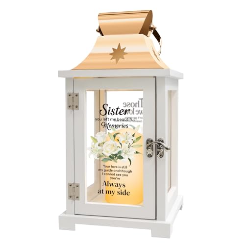 Memorial Gift for Loss of Sister Memorial Lantern Sympathy, Remembrance,Bereavement Gifts for Loss of Sister with LED Candle - color: Sister