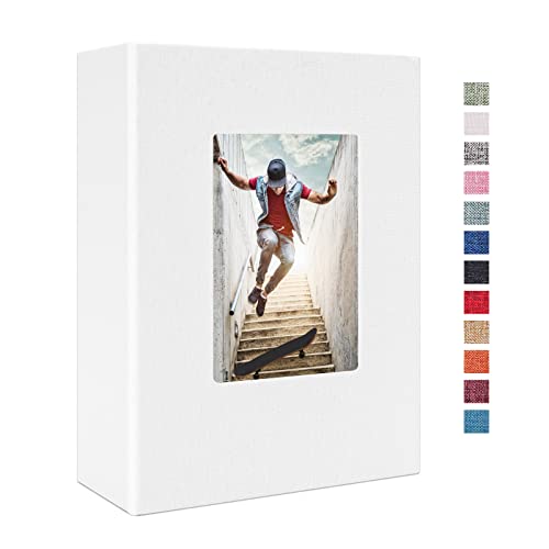 Vienrose 4x6 Photo Album,100 Pockets,Linen Cover with Window,White | Cover Window, Acid Free Pages, Linen Hardcover, Baby Wedding Family Photos - color: White, size: 100 Pocket