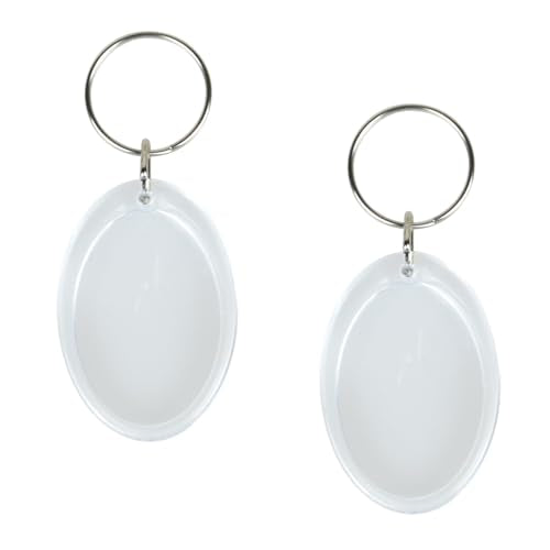2 Pack Clear Photo Keychain, Double Sided Blank Photos Insert Frame, Personalised Photo Key Holder - style: Oval