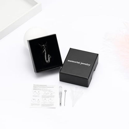 memorial jewelry Music Urn Saxophone Horn Chain Necklace Cremation Ash Keepsake Pendant - color: Black