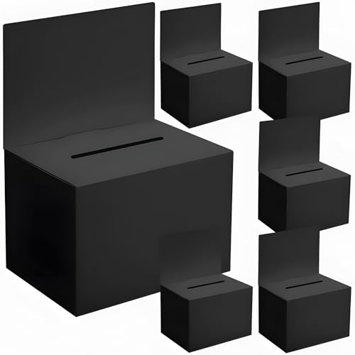 6 Pcs Black Ballot Raffle Boxes Suggestion Donation Boxes 6.5x4.5x4.5Inch