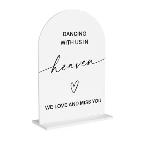 In Loving Memory Wedding Sign Dancing With Us In Heaven Sign Memory Table Decor for Wedding Engagement Bridal Shower Baby Shower Ceremony Reception Event Party Acrylic Decor 5"x7" - color: Heaven