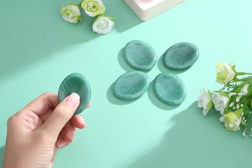 Thumb Worry Stone Green Aventurine Crystal Trinkets Crystals and Healing Stones Oval Natural Fidget Meditation Accessories Gemstones Reiki Pocket Palm Tiny Anxiety Relief Items for Women Men - color: Green-aventurine