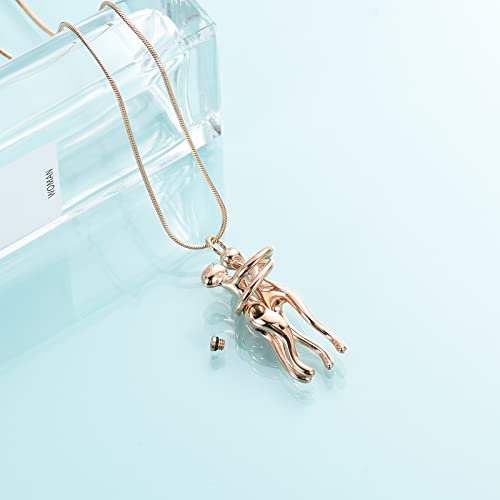 Cremation Jewelry with Angel Lady Stainless Steel Urn Necklace Pendant Memorial Ashes Keepsake for Women Girls, Filling Kit Included - color: Couple-Rosegold