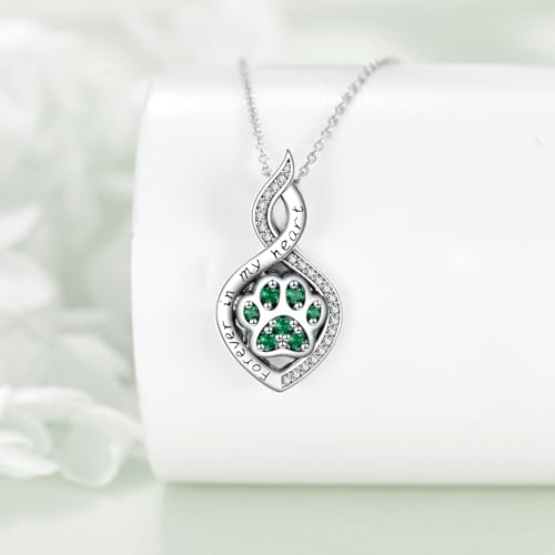 Butterfly/Dragonfly/Pet Paw/Tree of Life/Maple Leaf/Cross Urn Necklace for Ashes 925 Sterling Silver Cremation Pendant Jewelry Gifts for Women Mom - color: Paw-May