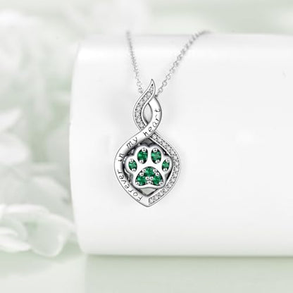 Butterfly/Dragonfly/Pet Paw/Tree of Life/Maple Leaf/Cross Urn Necklace for Ashes 925 Sterling Silver Cremation Pendant Jewelry Gifts for Women Mom - color: Paw-May