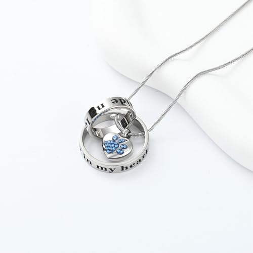 Dog Paws Cremation Jewelry Pet/Cat/Dog Paws Urn Necklaces for Ashes Stainless Steel Pet Ashes Holder Memorial Keepsakes Locket Pendant Jewelry for Men Women - color: Blue