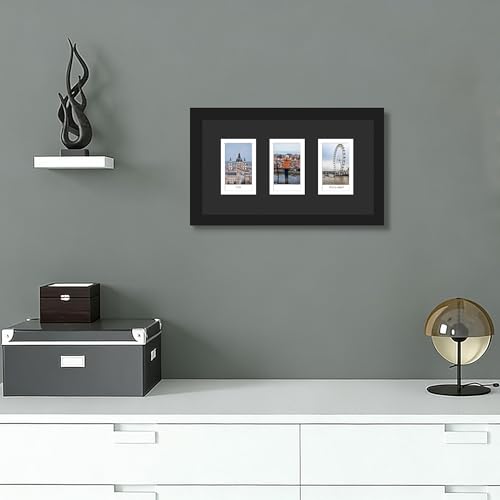 DUENPY 5.6x10 Polaroid 3 Opening Mini Frame Black - color: Black, size: 5.6x10（2x3 opening）